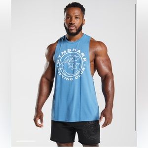 Gym Shark Legacy Drop Arm Tank - Blue - M